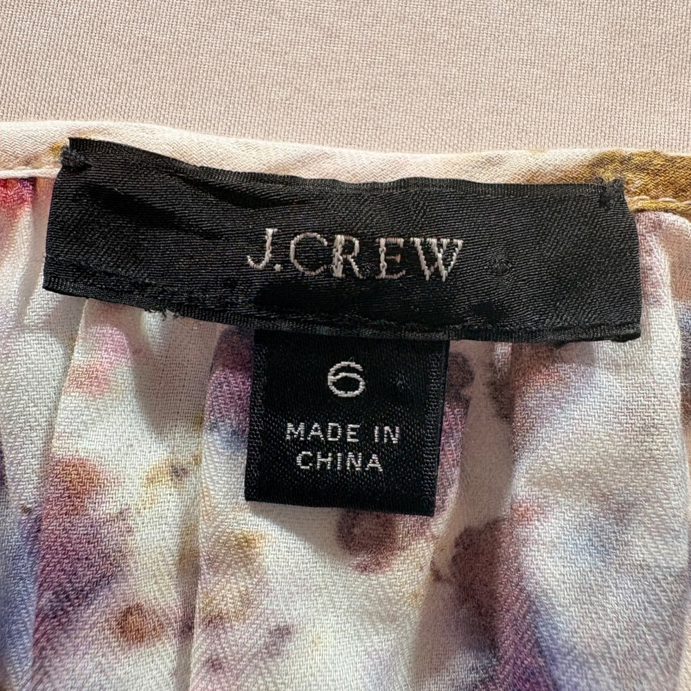 J.Crew Floral Smocked Peplum Blouse Womens Size 6 Square Neck Long Sleeve Top - Picture 3 of 7